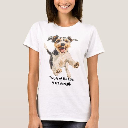 Leuke vrolijke Happy Terrier Dog Schrift T-shirt (Voorkant)