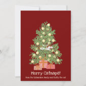 Leuke vrolijke katten slaapjes! Kat op Kerstboom Feestdagenkaart (Voorkant)