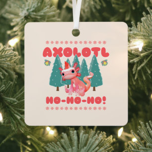 Leuke vrolijke kerst axolotl Ho-Ho-Ho! Metalen Ornament
