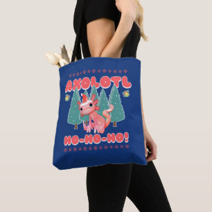 Leuke vrolijke kerst axolotl Ho-Ho-Ho! Tote Bag