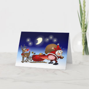 Leuke vrolijke kerst cartoon Sinterklaas en Rudolp Feestdagen Kaart