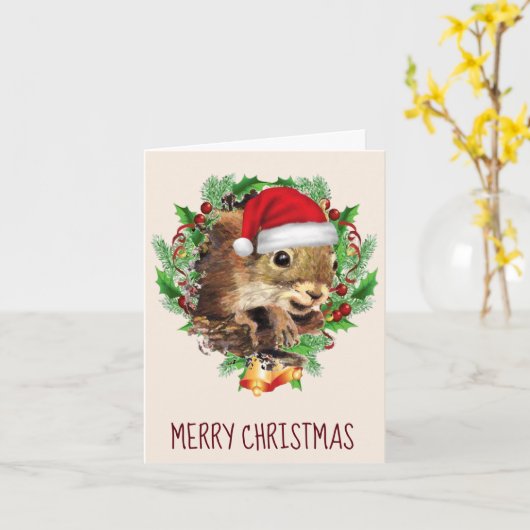 Leuke vrolijke kerst eekhoorn humor citaat kaart (Gele Bloem)