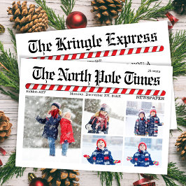 Leuke vrolijke kerst foto collage krant feestdagenkaart