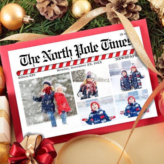 Leuke vrolijke kerst foto collage krant feestdagenkaart