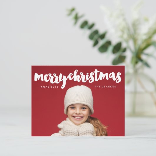 Leuke vrolijke kerst handschrift feestdagenkaart (Staand voorkant)