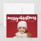 Leuke vrolijke kerst handschrift feestdagenkaart (Voorkant / Achterkant)