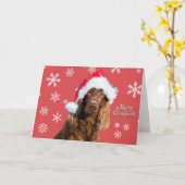 Leuke vrolijke kerst hond in kerstmuts Kerst Kaart (Gele Bloem)