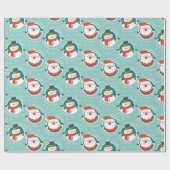 Leuke vrolijke kerst Santa Sneeuwman Winter Feestd Cadeaupapier (Vlak)