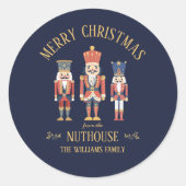 Leuke vrolijke kerst van de Nuthouse Notenkraker Ronde Sticker (Voorkant)