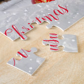 Leuke vrolijke kerst vos legpuzzel (Zijkant)
