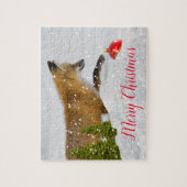 Leuke vrolijke kerst vos legpuzzel (Verticaal)
