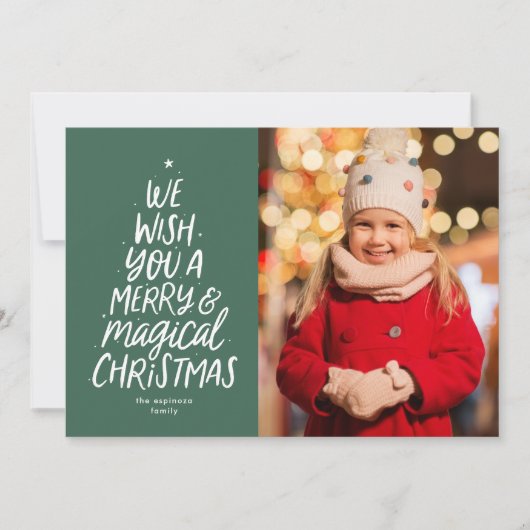 Leuke Vrolijke Kerstboom eenvoudige foto Feestdagenkaart (Voorkant)