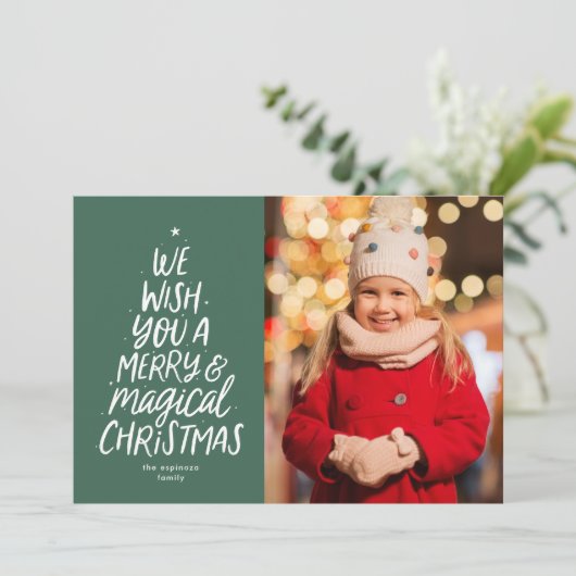 Leuke Vrolijke Kerstboom eenvoudige foto Feestdagenkaart (Staand voorkant)