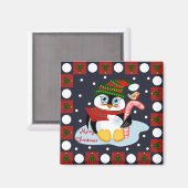 Leuke vrolijke kerstmagneet met Penguin en Robin Magneet (Voorkant / Achterkant)