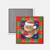 Leuke vrolijke kerstmagneet met Santa Uil Magneet (Voorkant / Achterkant)