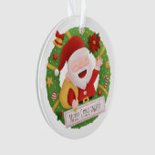 Leuke vrolijke kerstman kerstkrans ornament (voorkant)