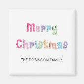 Leuke Vrolijke Kerstmis Multicolor Koelkast Magnet (Voorkant)