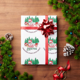 Leuke VROLIJKE KERSTMIS PADDENSTOEL Christelijk Cadeaupapier