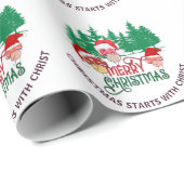 Leuke VROLIJKE KERSTMIS PADDENSTOEL Christelijk Cadeaupapier (Rol Hoek)