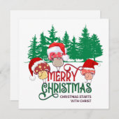 Leuke VROLIJKE KERSTMIS PADDENSTOEL Christelijk Feestdagenkaart (Voorkant / Achterkant)