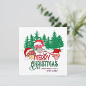 Leuke VROLIJKE KERSTMIS PADDENSTOEL Christelijk Feestdagenkaart (Staand voorkant)