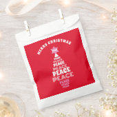 Leuke Vrolijke Kerstmis Roze en Rode Vredesboom Bedankzakje (Geknipt)