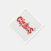 Leuke vrolijke kersttekst op witgewassen hout servet (Hoek)