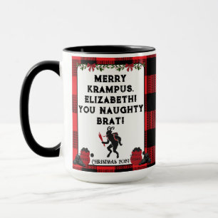 Leuke vrolijke Krampus gepersonaliseerde kerst  Mok