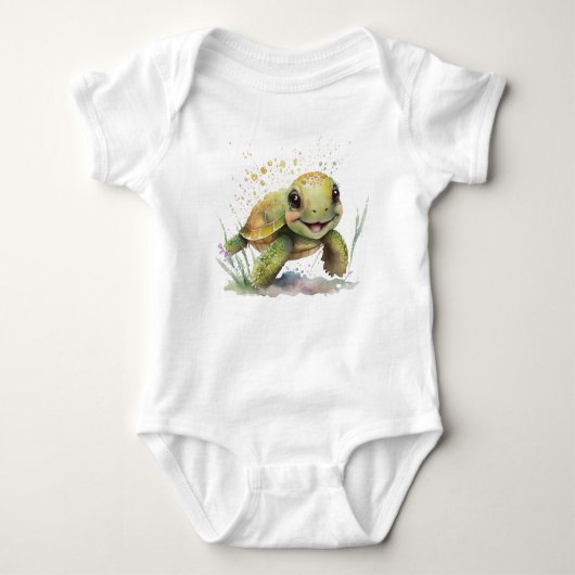 Leuke vrolijke schildpad Baby Bodysuit (Voorkant)