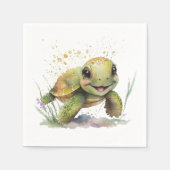 Leuke vrolijke schildpad papieren servetten (Voorkant)