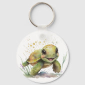 Leuke vrolijke schildpad Sleutelhanger (Voorkant)