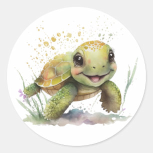 Leuke vrolijke schildpad Stickers