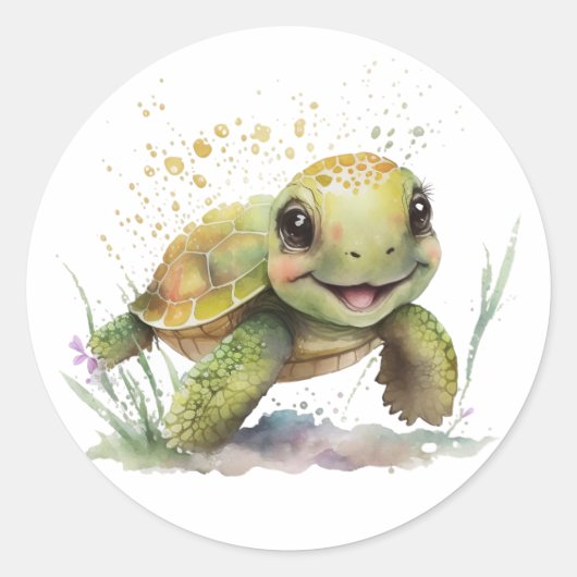 Leuke vrolijke schildpad Stickers (Voorkant)