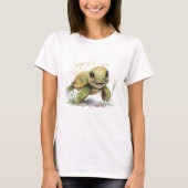 Leuke vrolijke schildpad vrouwen T-shirt (Voorkant)