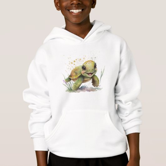Leuke Vrolijke Tortoise Boy's Pullover Hoodie (Voorkant)