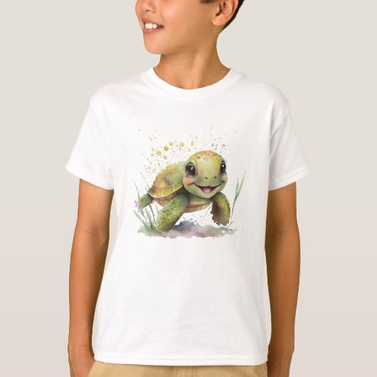 Leuke Vrolijke Tortoise Jongen Basic T-shirt (Voorkant)