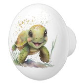 Leuke vrolijke tortoise keramische knop (Rechts)