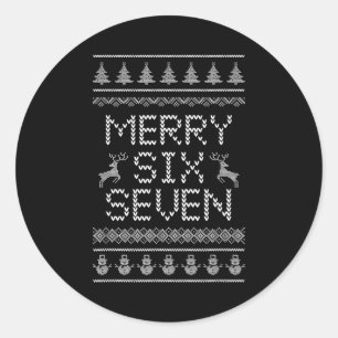Leuke vrolijke zes zeven 6 7 meme ontwerp kerst hu ronde sticker