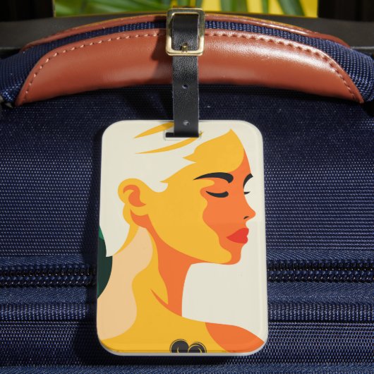 Leuke vrouw Portret Modern Abstract Hart Tattoo Bagagelabel (Voorkant Insitu 2)