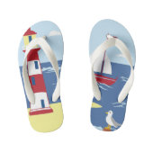 Leuke vuurtoren en boot kunst aan zee kinder teenslippers (Voetbed)
