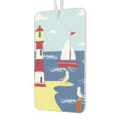 Leuke vuurtoren en boot kunst aan zee luchtverfrisser (Links)