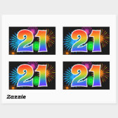 Leuke Vuurwerk + Regenboog Patroon "21" Evenement  Rechthoekige Sticker (Vel)