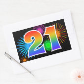 Leuke Vuurwerk + Regenboog Patroon "21" Evenement  Rechthoekige Sticker (Envelop)