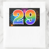 Leuke Vuurwerk + Regenboog Patroon "29" Evenement  Rechthoekige Sticker (Tas)