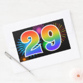 Leuke Vuurwerk + Regenboog Patroon "29" Evenement  Rechthoekige Sticker (Envelop)