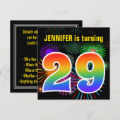 Leuke Vuurwerk + Regenboog Patroon "29" Verjaardag Kaart (Voorkant / Achterkant)