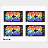 Leuke Vuurwerk + Regenboog Patroon "32" Evenement Rechthoekige Sticker (Vel)