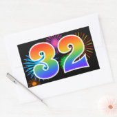 Leuke Vuurwerk + Regenboog Patroon "32" Evenement Rechthoekige Sticker (Envelop)