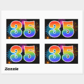 Leuke Vuurwerk + Regenboog Patroon "35" Evenement Rechthoekige Sticker (Vel)