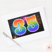 Leuke Vuurwerk + Regenboog Patroon "35" Evenement Rechthoekige Sticker (Envelop)